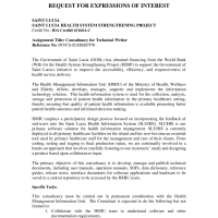 Government of Saint Lucia - Health System Strengthening Project - Consultancy for Technical Writer 